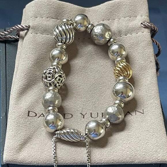 David Yurman 925/18K Sterling Silver Elements Beaded Bracelet - Picture 1 of 5